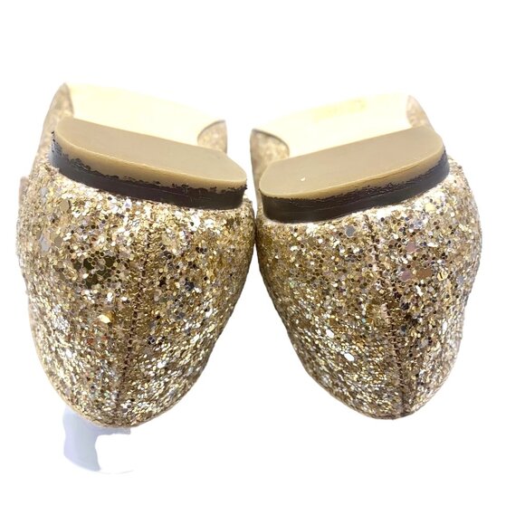 Girls Gold Glittery Ballet Mary Jane Flats Party Shoes Size 5 J. Crew Factory - Picture 7 of 12